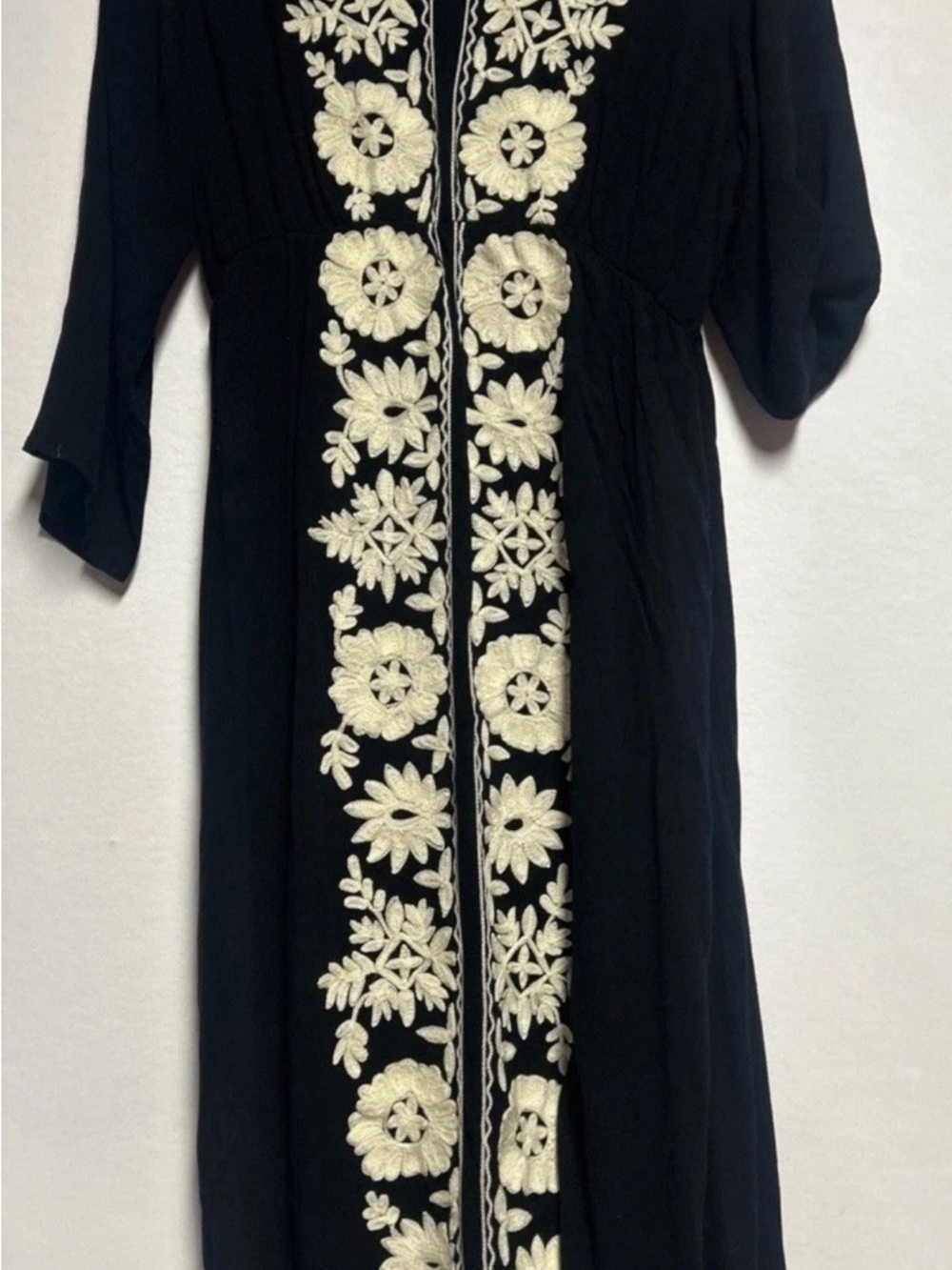 Black Dress with Cream Floral Embroidery medium